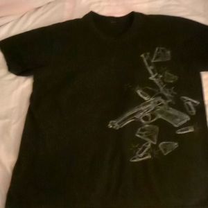 Mens or unisex Black graphic Tee Custom (dagger, gun, diamonds, bullets) L-XL
